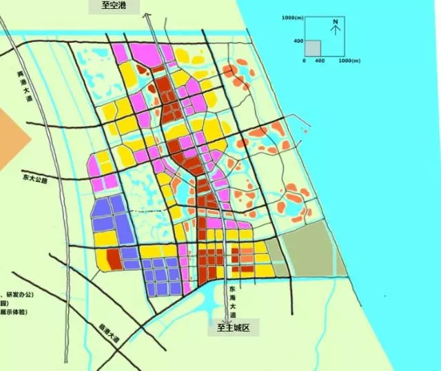 中规院的用地结构,主体功能沿着东海大道布局